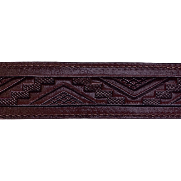 Brown Embossed Leather Aztec Western Belt‎ - Picture 5 of 9
